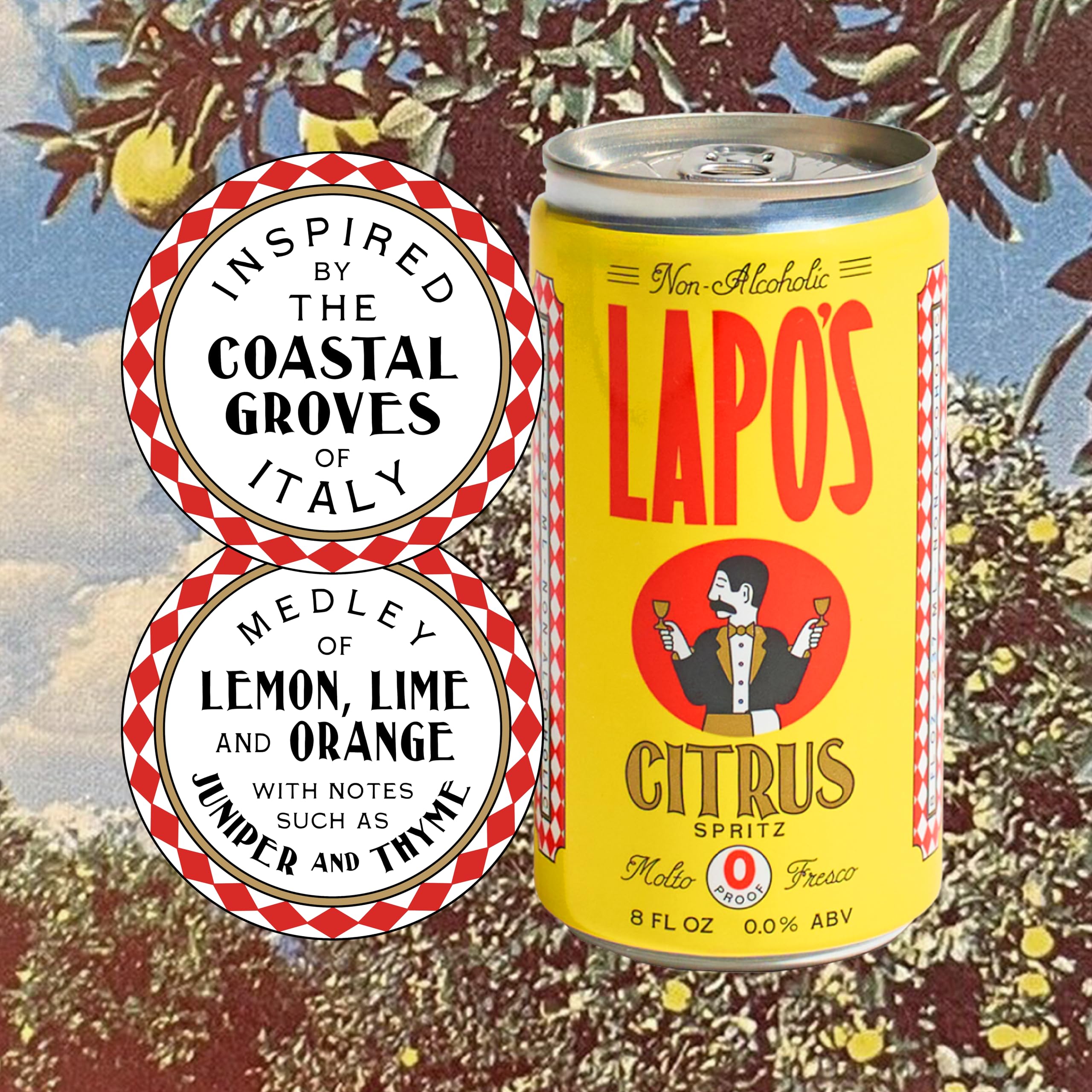 Lapo's Citrus Spritz Non Alcoholic Cocktail, Low Calorie Mocktail